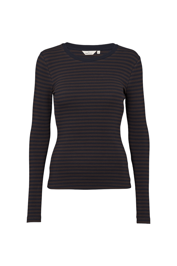 Basic Apparel Ludmilla LS Tee T-shirts 844 Chocolate Torte / Black